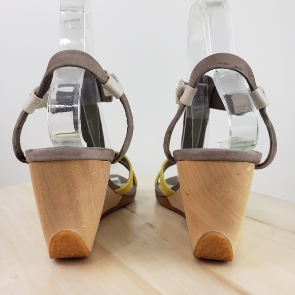 Camper Laura Multicolor Wedge Sandals Size 39 Wooden Wedge Color Block Coastal - Picture 3 of 15